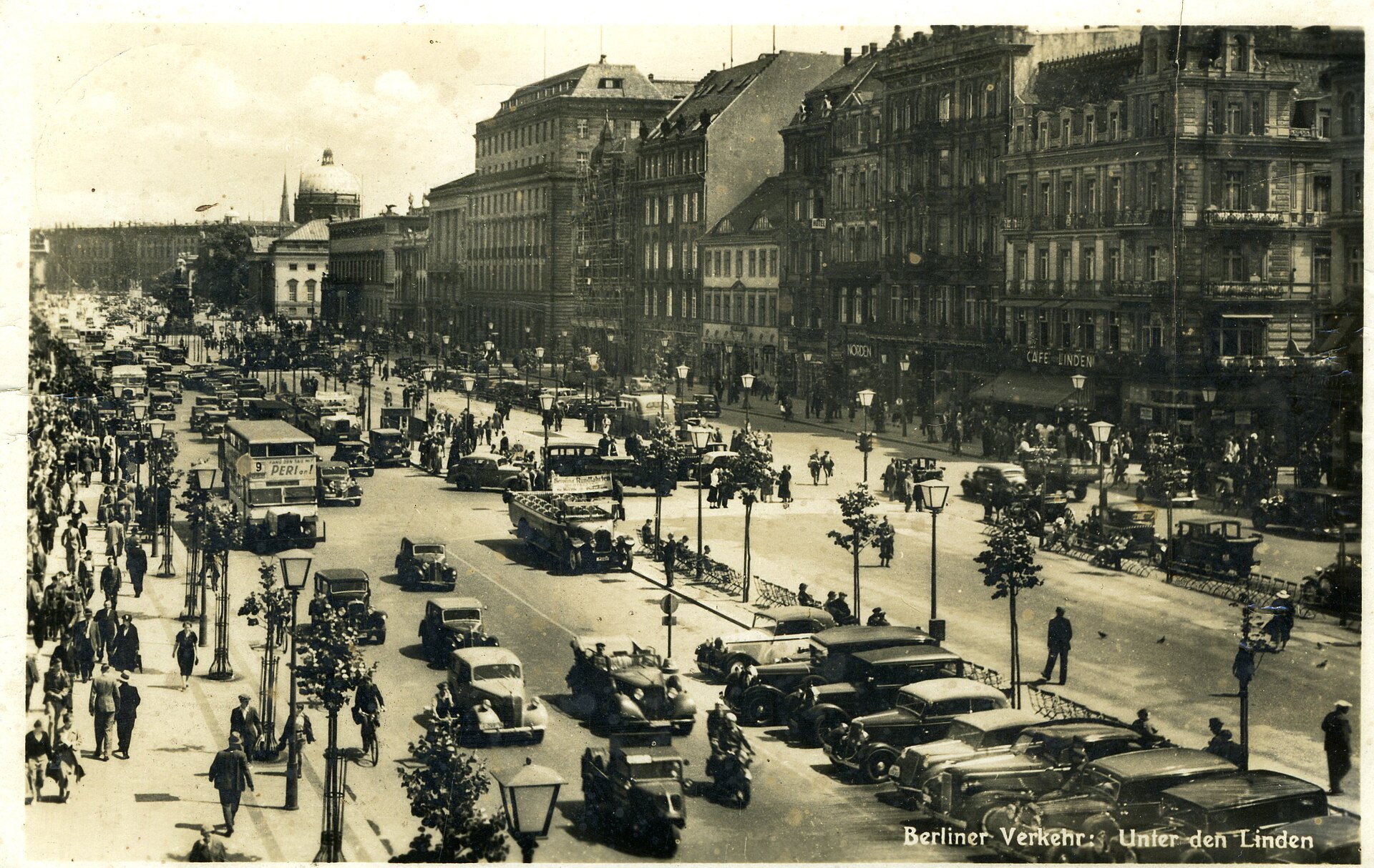 Berlin – Unter den Linden looking west, 1930s — original card photograph