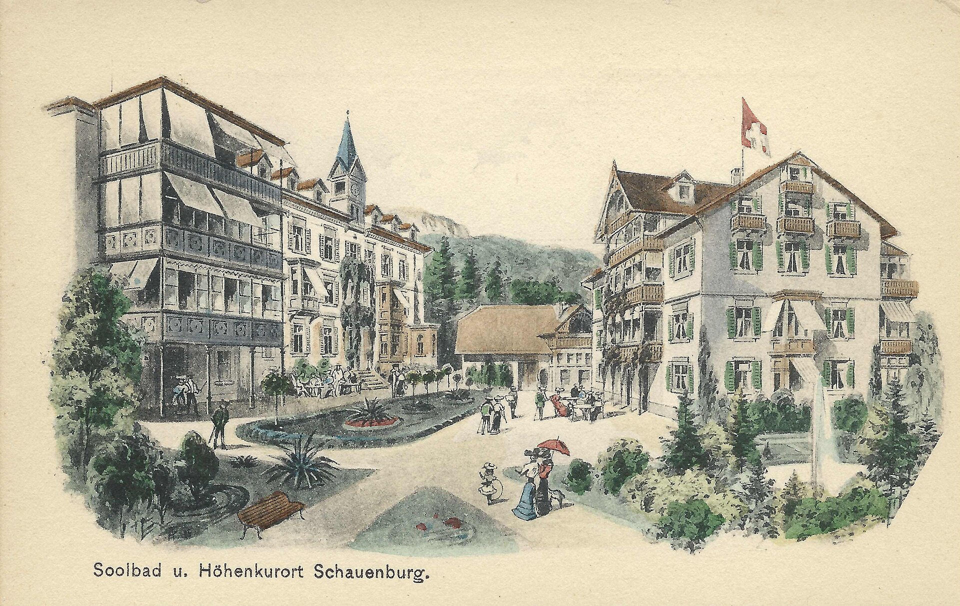 Bad Schauenburg spa resort – postcard, circa 1910 — original card photograph